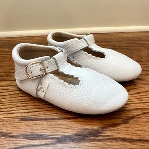 Little Love Bug - White Leather T-Bar Flats
